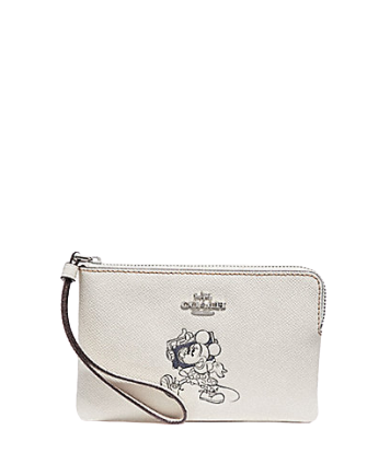 Coach Corner Zip Wristlet with Minnie Mouse Motif - Stylish Disney Crossbody Bag for Women, Perfect for Travel, Shopping & Everyday Use