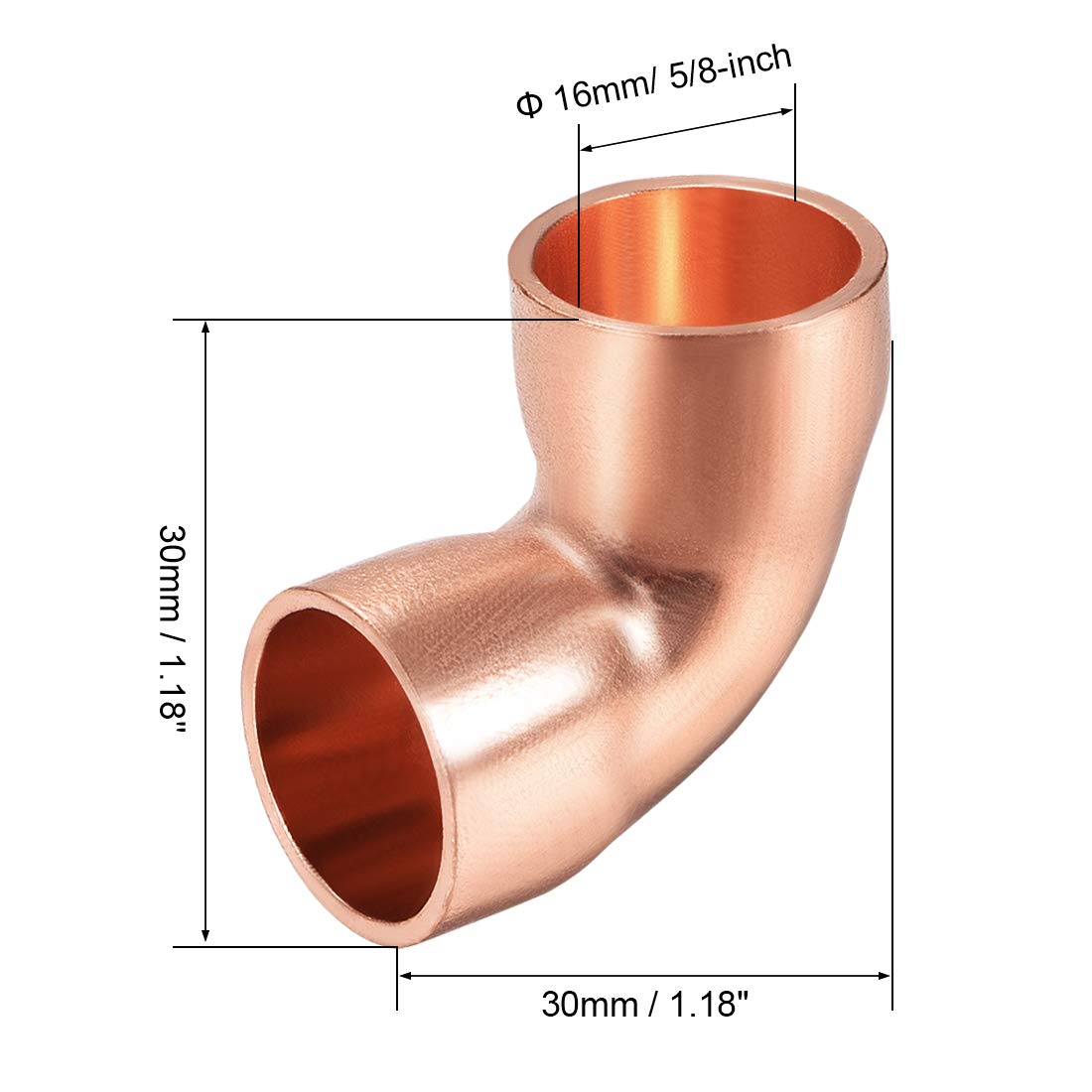 90 Degree Copper Elbow Fitting - 15.9mm ID Short-Turn Connector, 1.8mm Thickness for Plumbing, HVAC & Water Supply Systems - Durable Copper Pipe Fittings for Home Repair & Industrial Applications