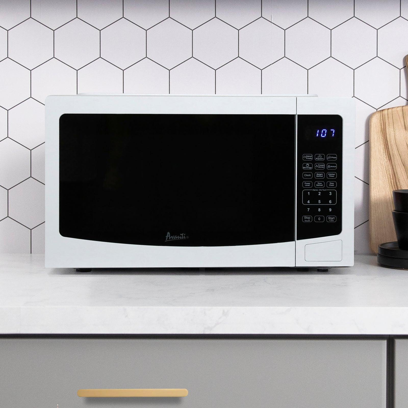 Avanti 1.1 Cu. Ft. White Countertop Microwave Oven - Compact & Powerful for Small Kitchens, Dorms, Offices & Apartments