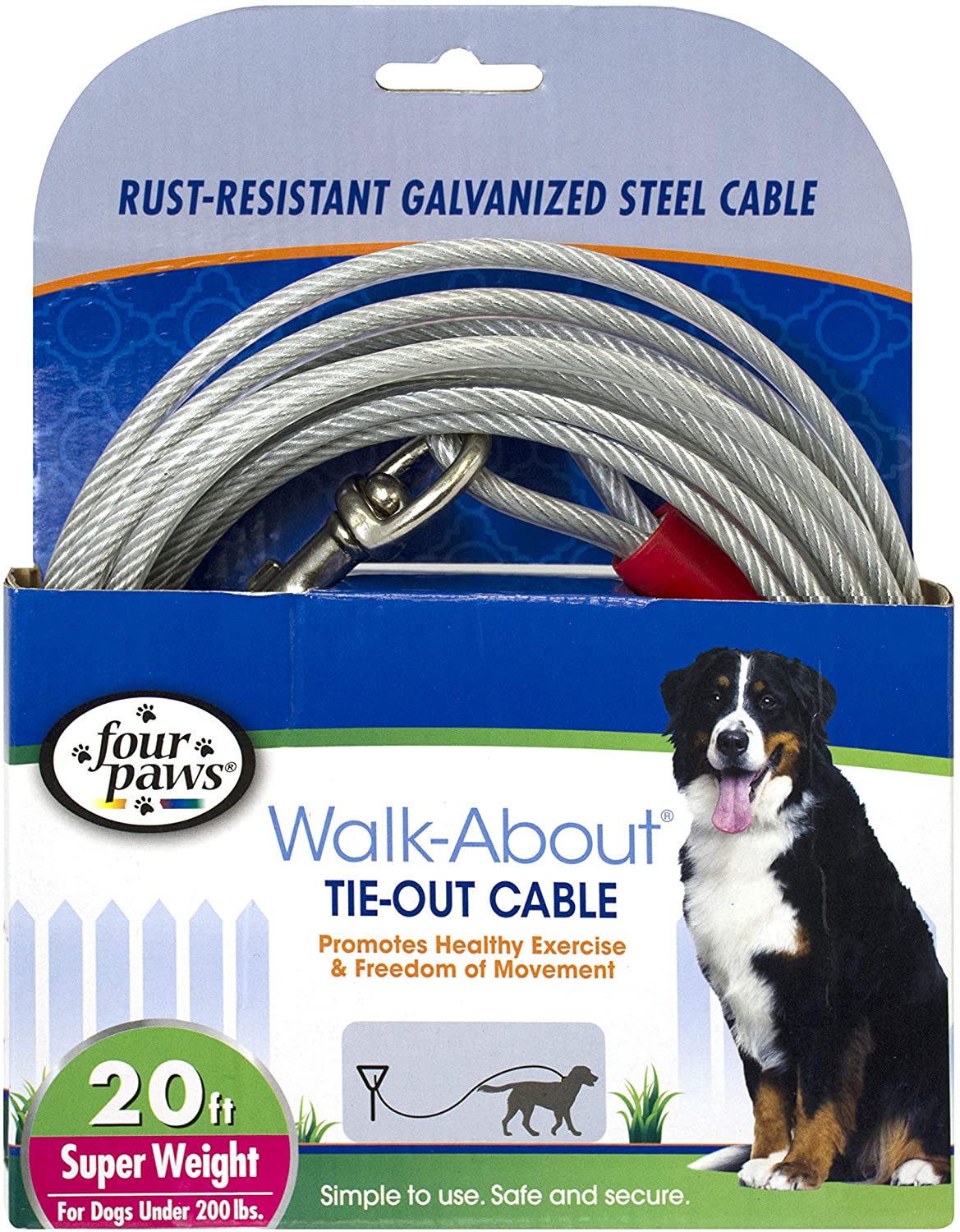 Heavy Duty Tie Out Cable for Dogs - Secure and Durable Outdoor Pet Tether with Ground Stake - Perfect for Camping, Backyard, and Travel Use