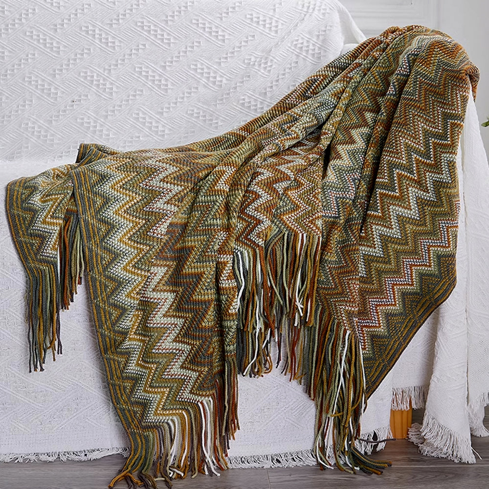 Soft & Cozy Zigzag Knit Throw Blanket - Warm Plaid Design for Couch, Bed & Winter Nights - Perfect for Home Decor, Gifts & Relaxation