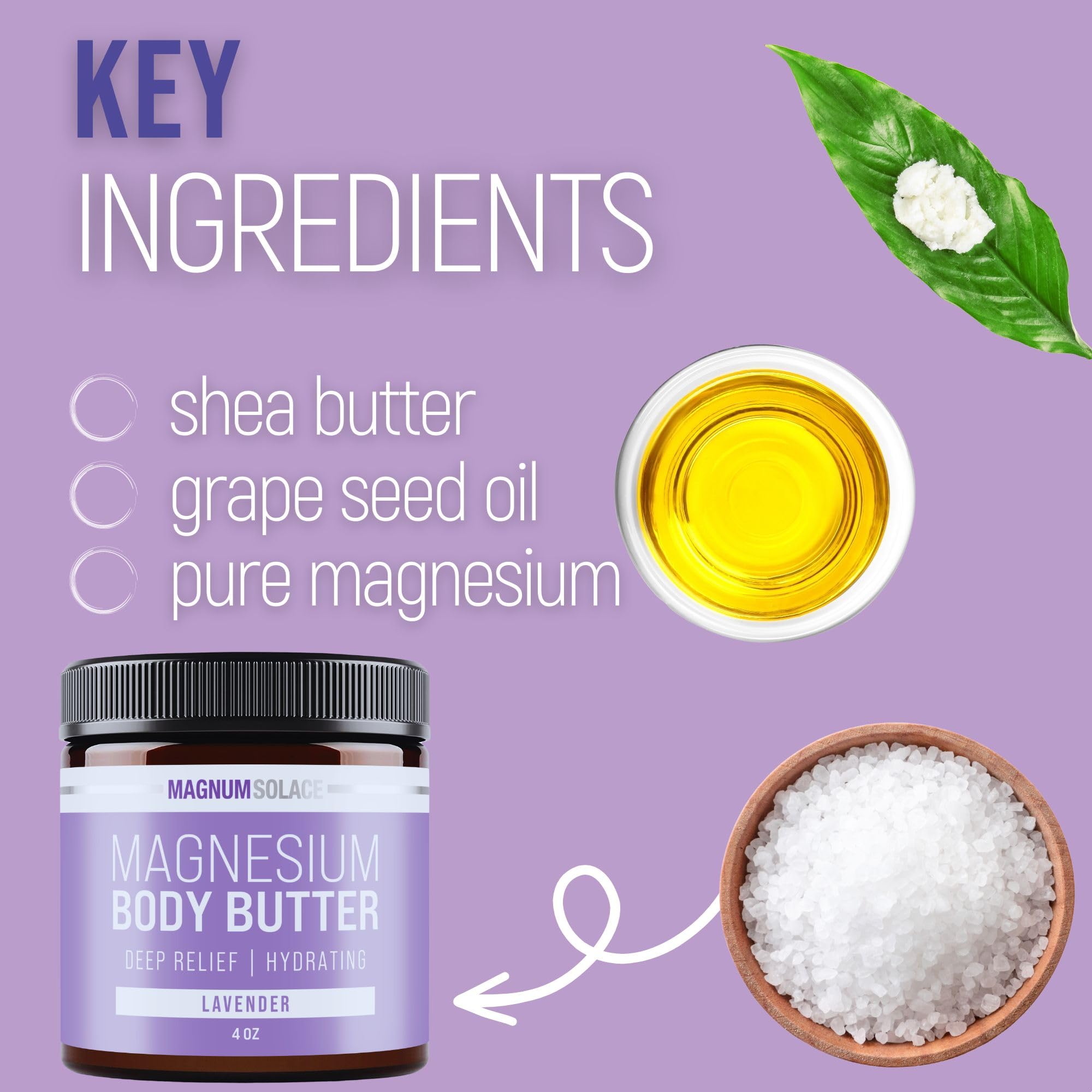 Magnesium Body Butter for Sleep & Relaxation - Nighttime Magnesium Cream with Lavender Scent - Deep Moisturizing & Muscle Recovery - Perfect for Bedtime Routine & Post-Workout Recovery