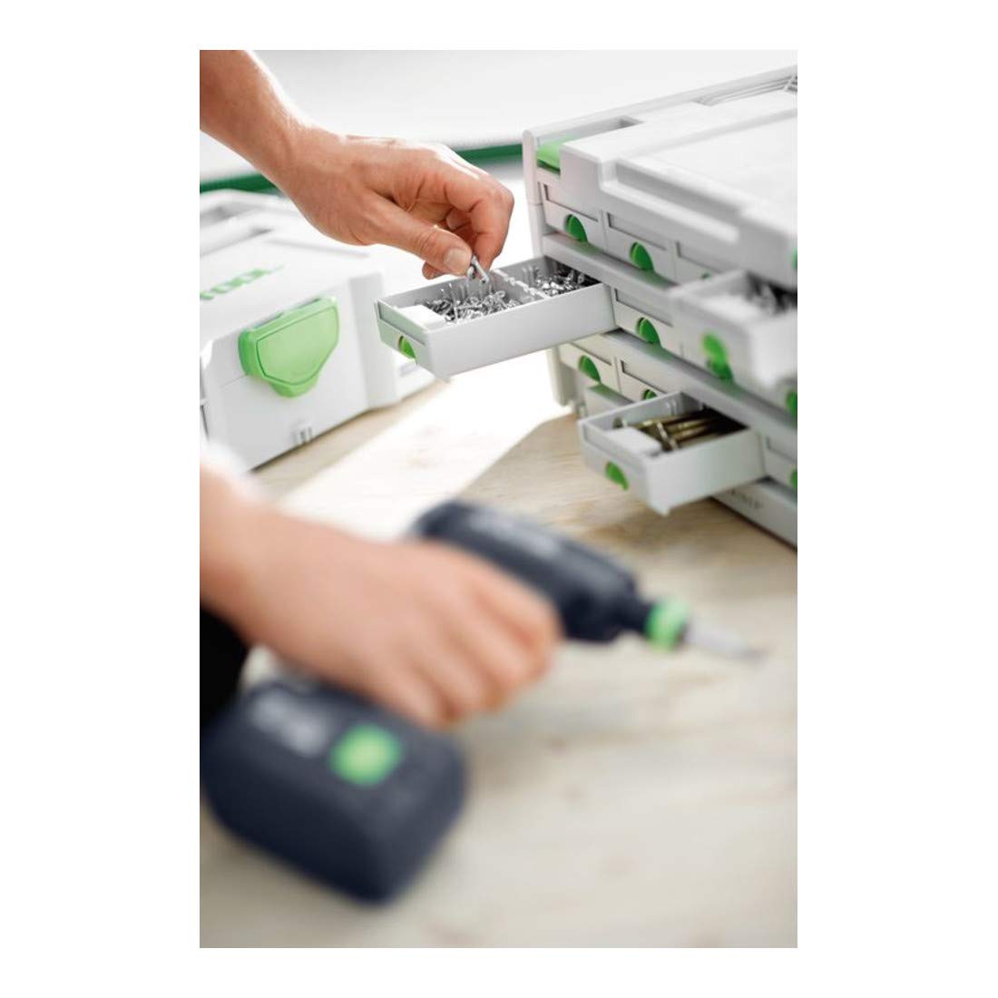 Festool 491986 12-Drawer Sortainer Tool Organizer - Heavy Duty Gray Storage Case for Workshop & Garage Organization