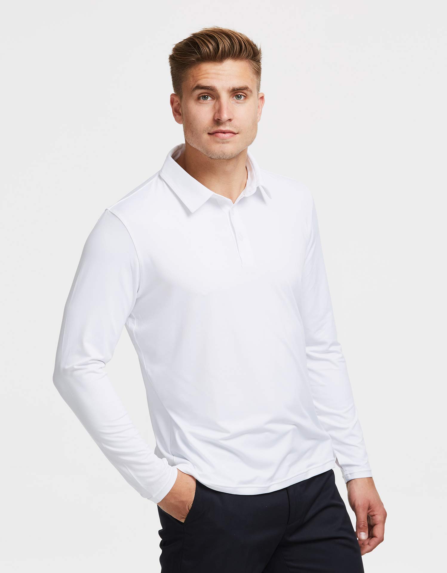 Solbari UPF 50+ Men's Sun Protection Long Sleeve Polo Shirt - UV Blocking, Breathable, Quick-Dry Fitness & Golf Shirt for Outdoor Activities, Hiking, Fishing and Beach Wear
