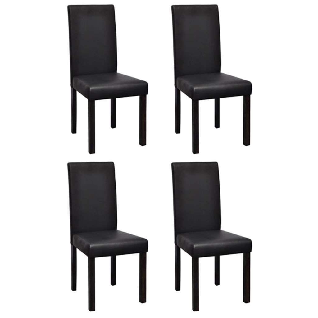 4-Piece Modern Dining Chair Set - Faux Leather Upholstery & Wooden Frame - Black Kitchen & Restaurant Chairs for Home Dining Room - EstaHome - Perfect for Family Meals, Dinner Parties & Cafe Settings