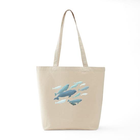 Beluga Whale Tote Bag - Eco-Friendly Natural Canvas Reusable Shopping Bag for Groceries, Beach & Everyday Use