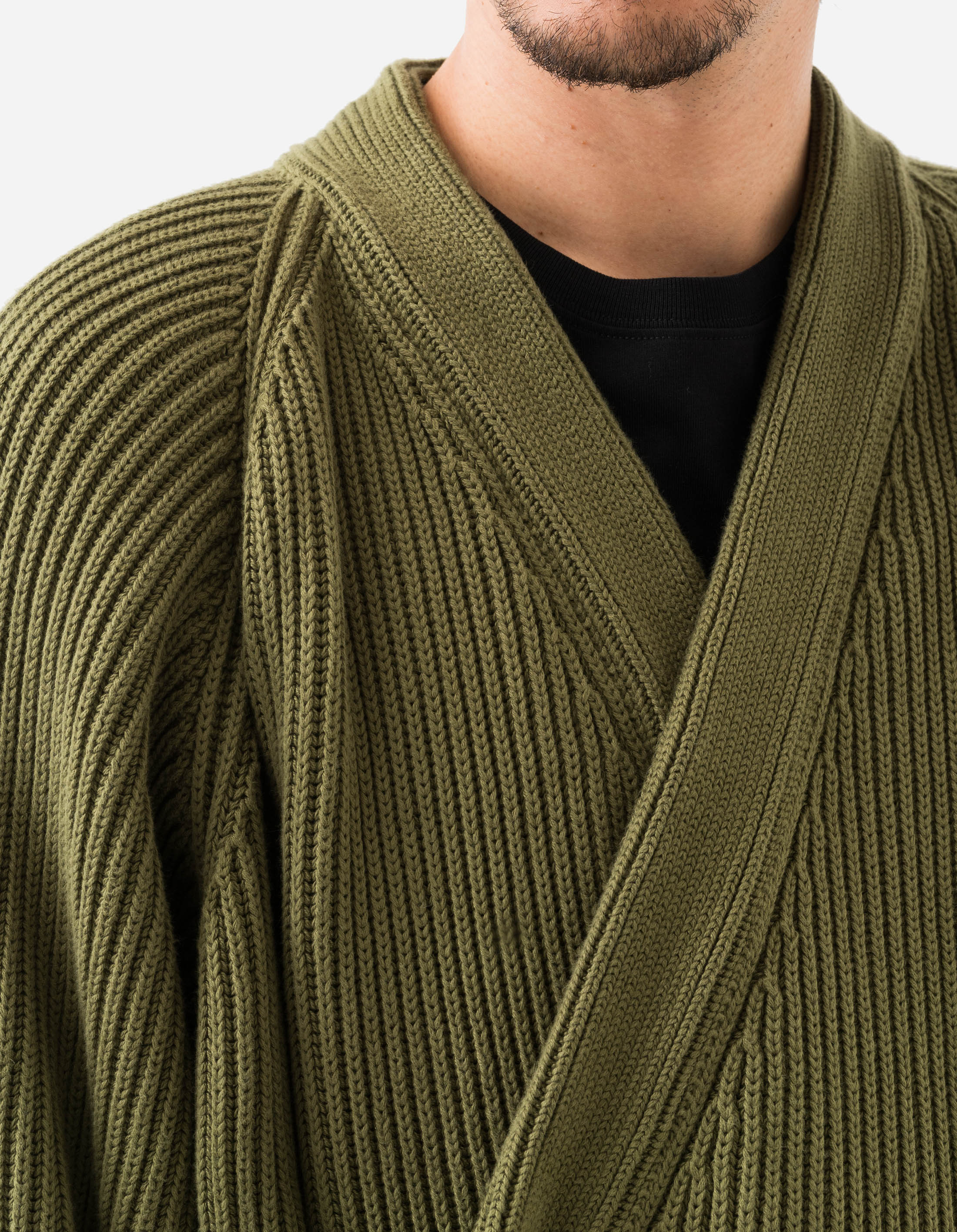 Maharishi Knitted Kimono Jacket in Olive Green - Stylish & Comfortable Loungewear for Men & Women | Perfect for Yoga, Meditation & Relaxation at Home