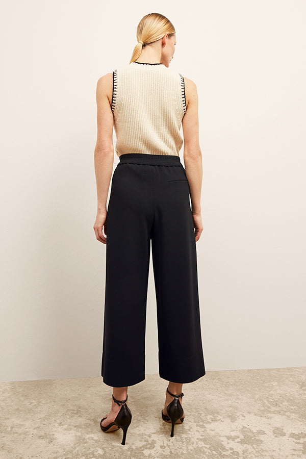 Elena Travel Culotte Pants - Everyday Crepe Fabric in Black | Comfortable Stretch Women's Trousers for Work, Travel & Casual Wear