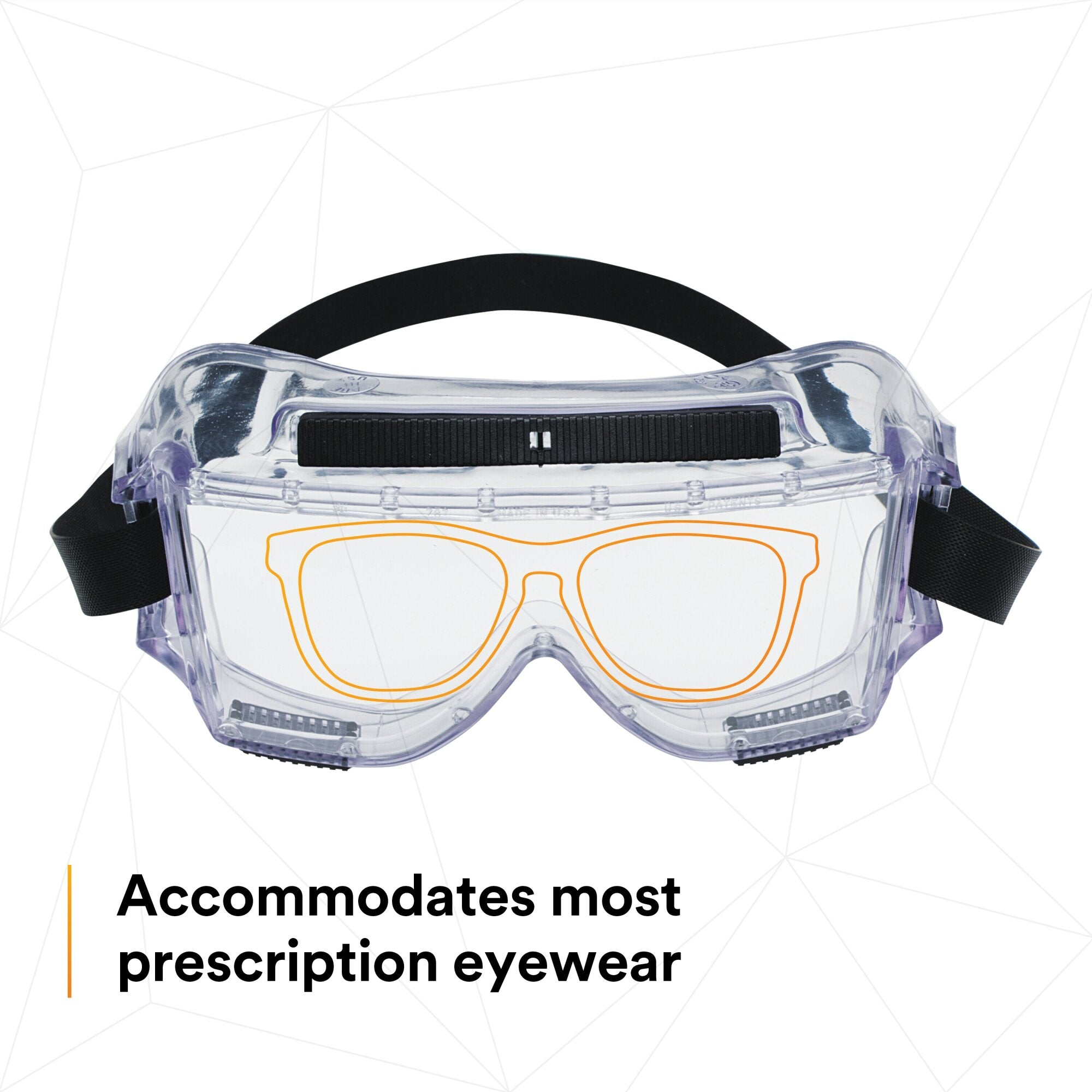 3M Centurion Splash Safety Goggles 454 (40304 00000 10) - Clear Lens Protective Eyewear for Lab Work, Chemical Handling & Industrial Use