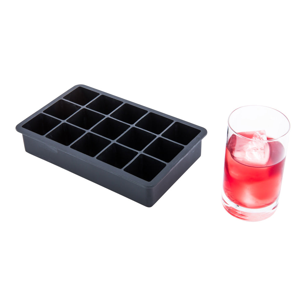 Premium Black Silicone Ice Cube Tray - 1.25 Inch Large Cubes, 15 Cavities, Durable & Flexible (1-Pack) - Perfect for Cocktails, Whiskey, Iced Coffee & Home Bars