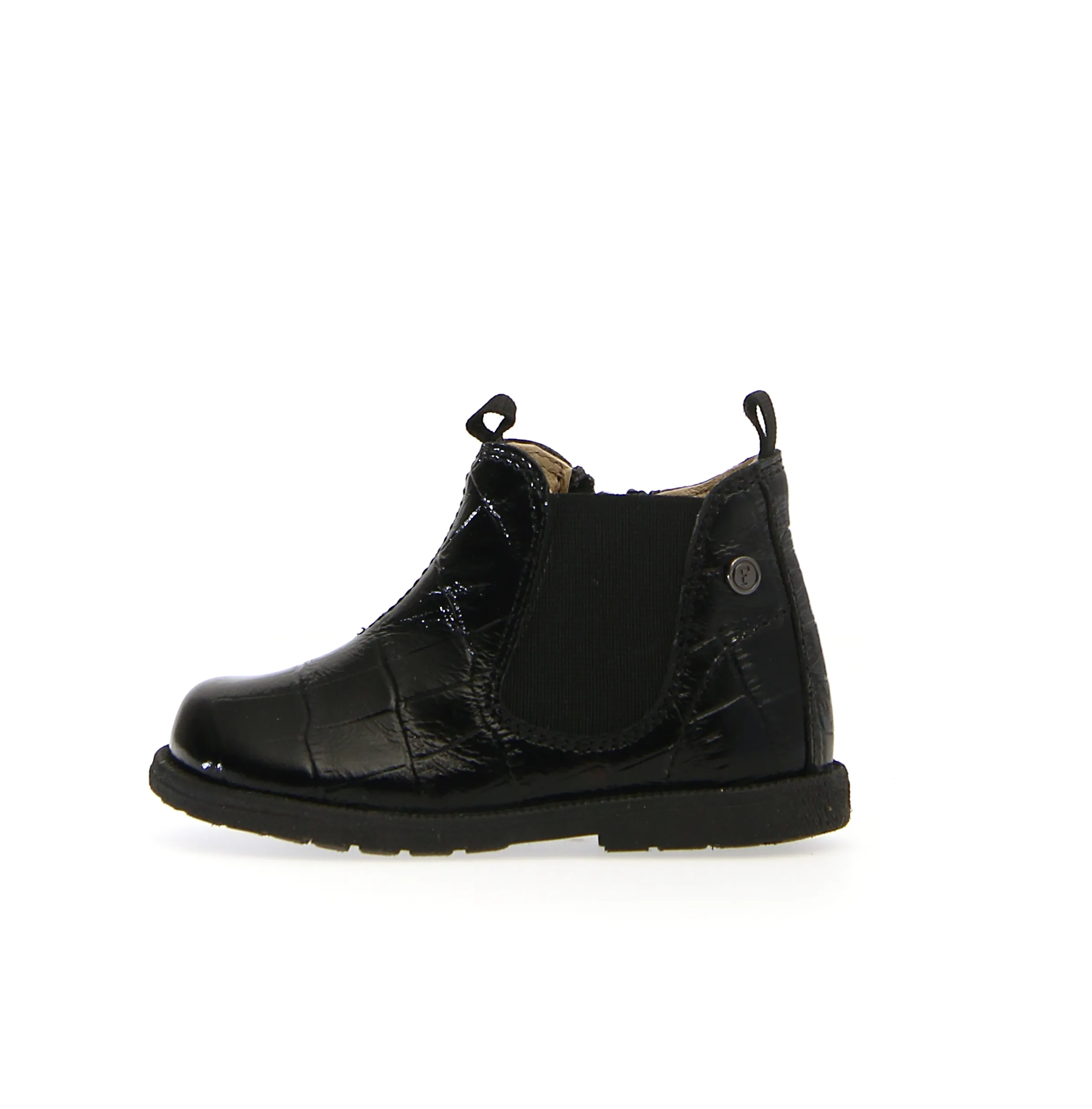 Falcotto Winter Wood Kids' Half Boots for Boys & Girls - Black Embossed Leather | Warm & Stylish Snow Boots for School, Outdoor Play & Winter Adventures