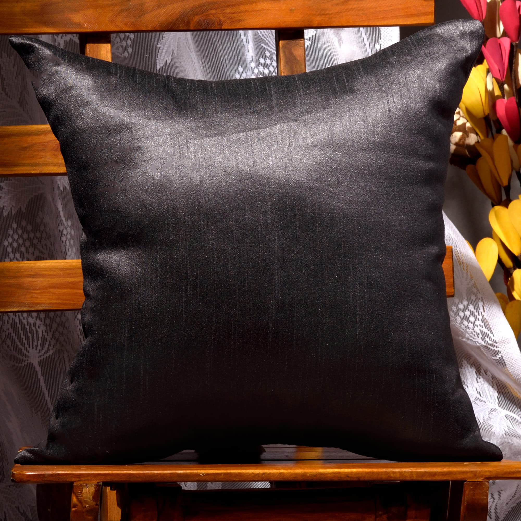 Boho Decorative Throw Pillow Set of 2 - 12x12 Inch Silk Solid Pillow Covers for Couch, Sofa & Bed - Dark Grey Farmhouse Living Room Decor - Perfect for Home Styling, Cozy Reading Nook & Guest Room Accents