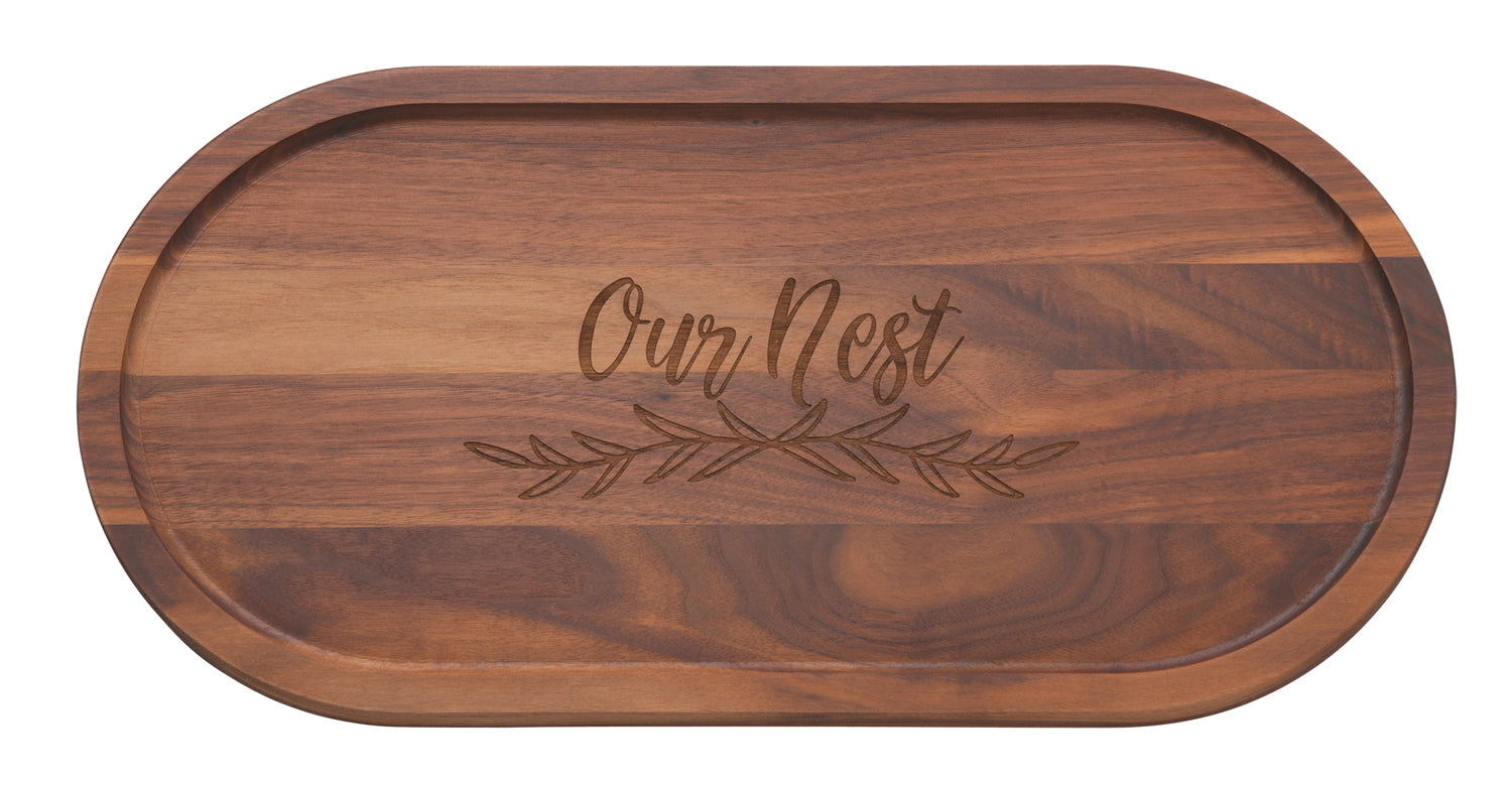 Handcrafted Oval Walnut Wood Cutting Board - 20 x 9 Inch Artisan Cheese & Charcuterie Serving Board - Perfect for Entertaining, Kitchen Decor & Gift Giving