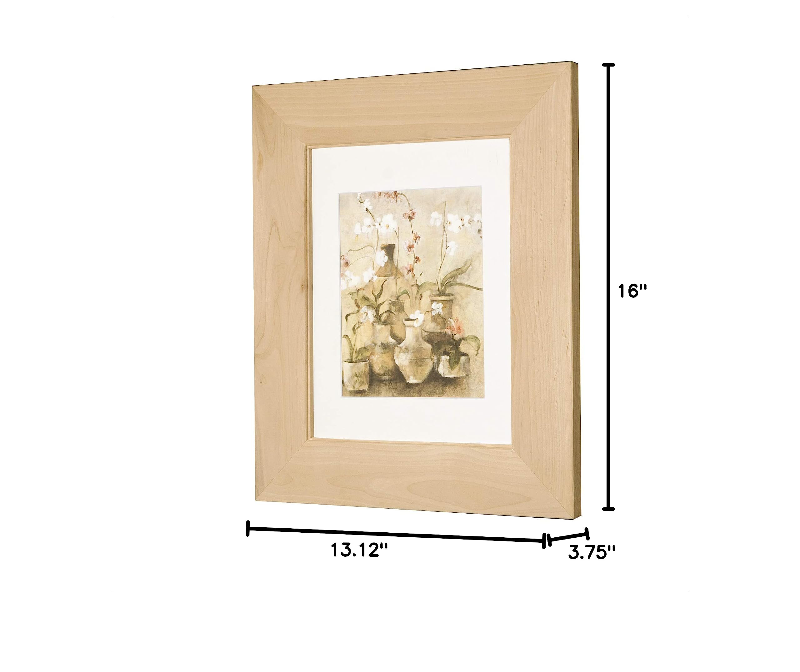 Fox Hollow Furnishings 13x16 Inch Recessed Medicine Cabinet - Solid Wood Bathroom Storage with Adjustable Shelves, No MDF, Unfinished Flat Panel Design | Perfect for Small Bathrooms, Powder Rooms & Vanity Areas (Made in North America)
