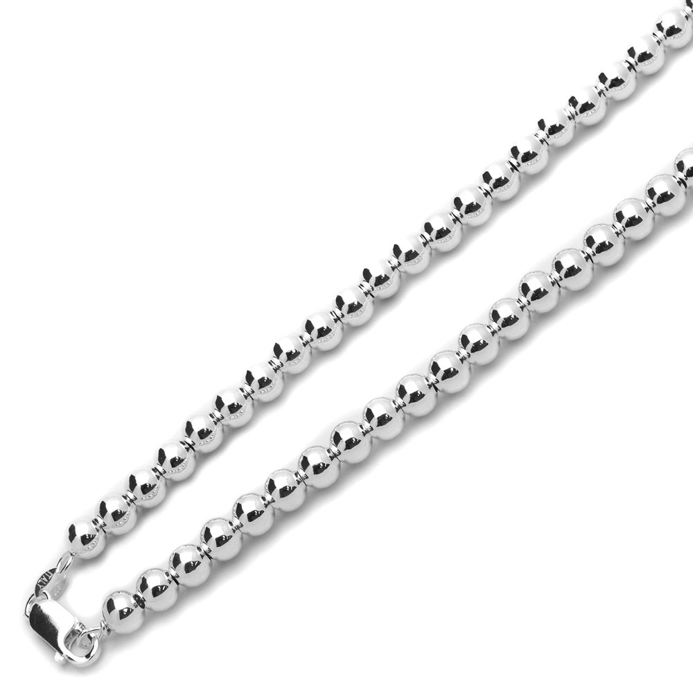 Elegant 8mm Hollow Ball Bead Sterling Silver Chain Necklace - Adjustable Lengths (7.5, 8, 16, 18, 20 Inch) - Perfect for Everyday Wear, Gift Giving & Special Occasions