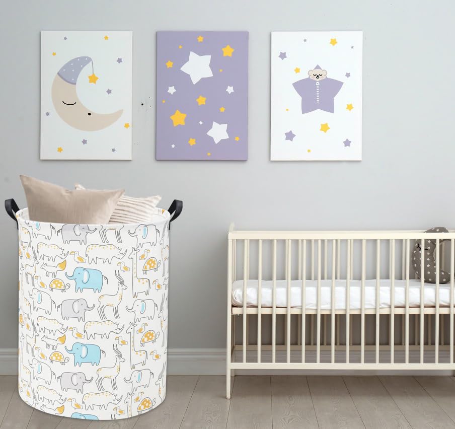 Animal-Themed Baby Laundry Basket & Toy Storage Bin - Nursery Hamper for Boys Room Decor, Baby Shower Gift for Bedroom & Bathroom Organization | Perfect for Kids' Room, Playroom & Daycare Storage
