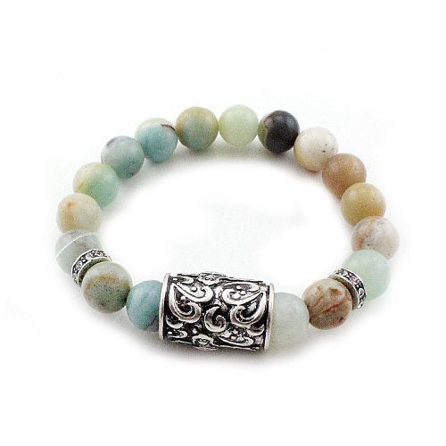 Filigree Texture Semi-Precious Stone Bracelet for Women - Elegant Boho Jewelry Gift for Birthday, Wedding & Everyday Wear
