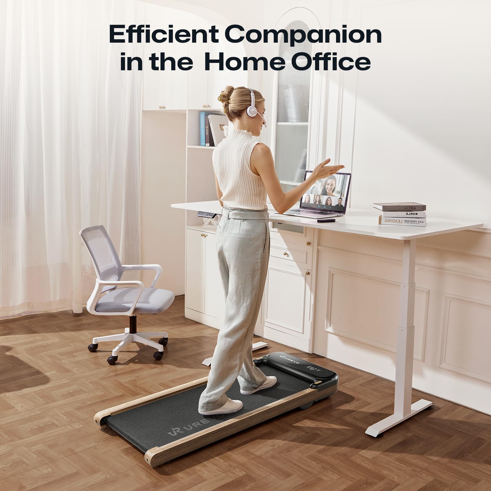UREVO Under Desk Treadmill - Portable Walking Pad for Home & Office with Double Shock Absorption, Remote Control & LED Display (265 lb Capacity) - Perfect for Work from Home, Small Spaces & Low-Impact Exercise