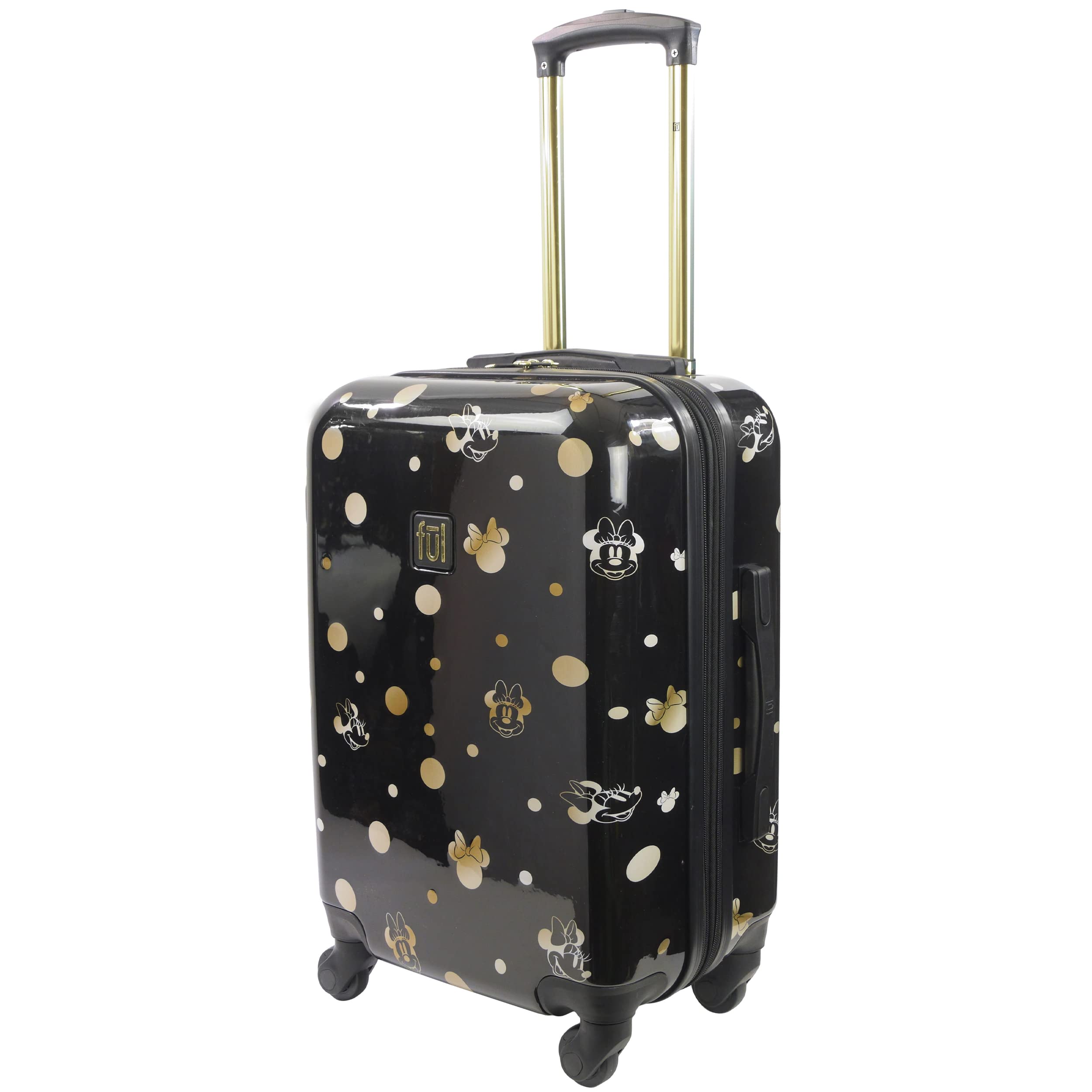 Disney Golden Minnie Mouse Hardshell Spinner Carry-On Luggage - Black Rolling Suitcase for Women & Kids, Perfect for Air Travel, Vacation & Business Trips