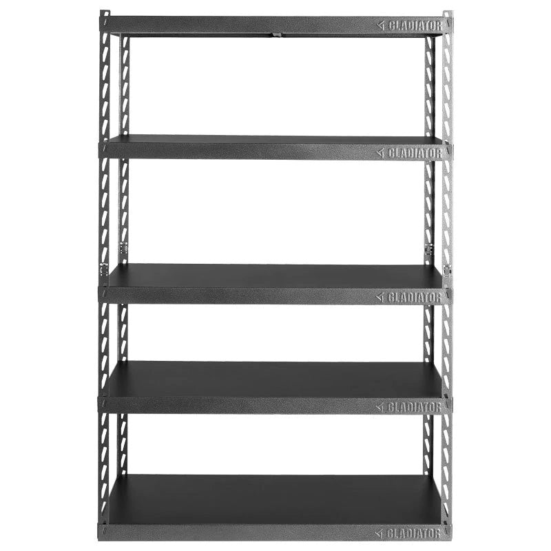 Gladiator 48-Inch Wide EZ Connect Garage Storage Rack with 5 Adjustable 24-Inch Deep Shelves - Heavy Duty Metal Shelving Unit for Garage Organization, Basement Storage & Workshop Supplies