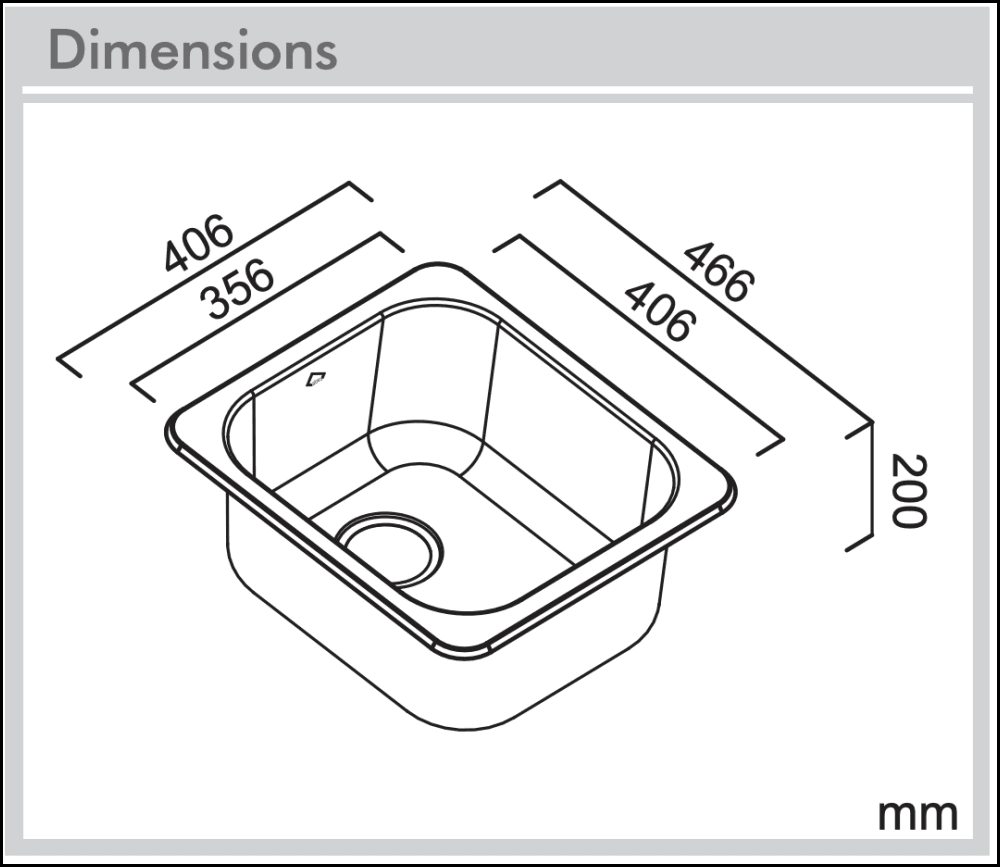 Abey Q100 Hawksbury Single Bowl Stainless Steel Kitchen Sink - 16 Gauge Commercial Grade for Modern Homes | Perfect for Small Kitchens, RV Campers & Tiny Houses