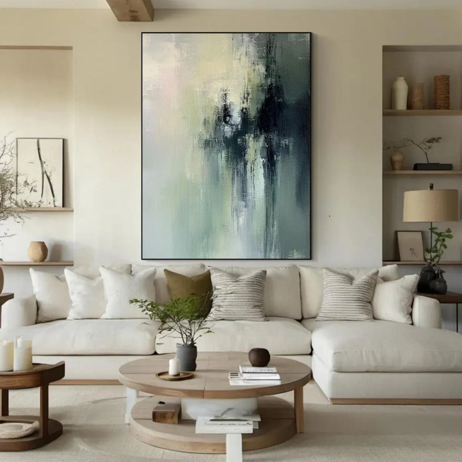 Blue & Green Abstract Wall Art Canvas Print #BG115 - Modern Home Decor for Living Room, Bedroom & Office