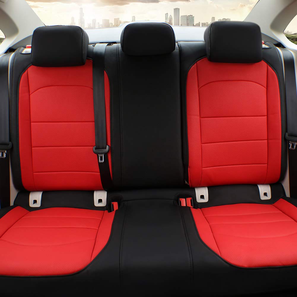 Premium Custom Fit KIA Sportage Car Seat Covers (2017-2022) - Black Leatherette with Red Piping - Perfect for Road Trips & Daily Commutes