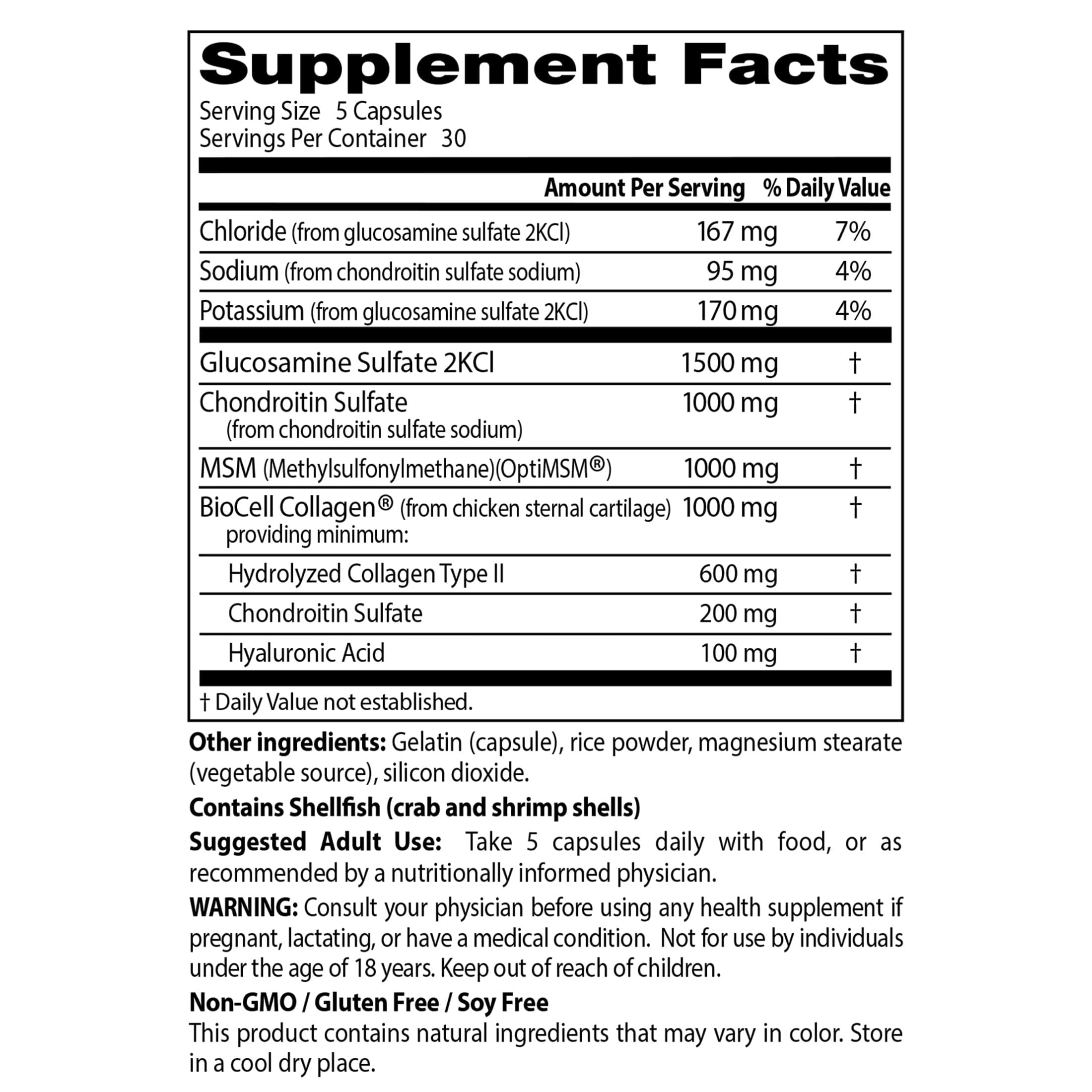 Doctor's Best Glucosamine Chondroitin MSM with Hyaluronic Acid & Biocell Collagen - 150 Capsules for Joint Support, Mobility & Comfort | Non-GMO, Gluten & Soy Free | Ideal for Active Lifestyles, Sports Recovery & Arthritis Relief