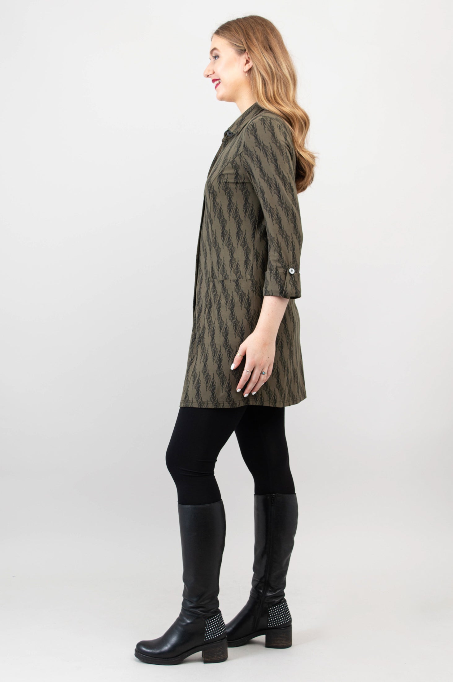 Charlie Tunic in Cedar Forest & Bamboo Print - Women's Boho Chic Blouse for Casual Wear & Summer Outfits