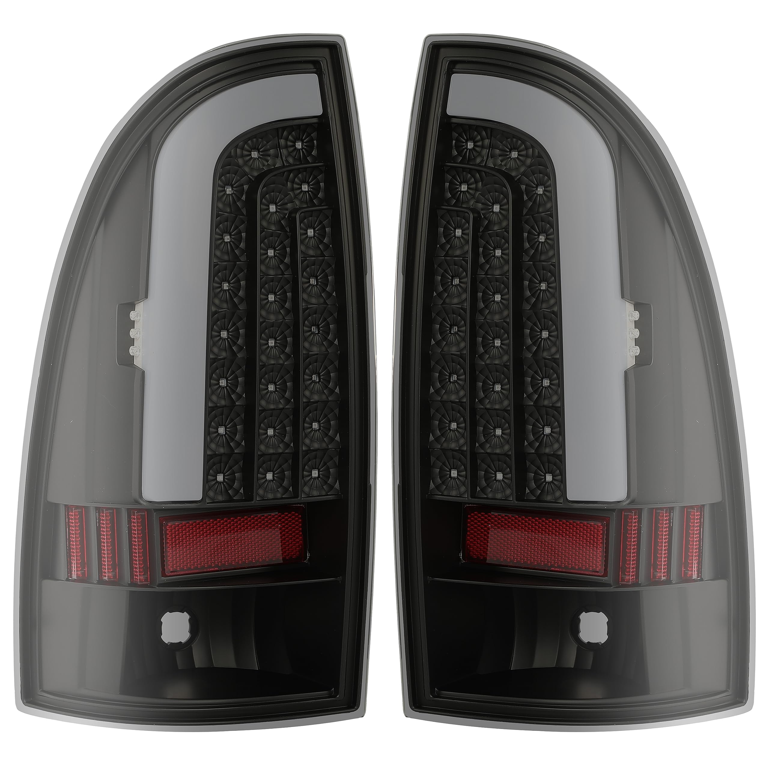 Kojem LED Tail Lights for 2005-2015 Toyota Tacoma - C-Shape LED Tube Bar Rear Lamps Pair with Black Housing & Smoke Lens - Upgrade Your Truck's Style & Visibility for Night Driving & Off-Road Adventures