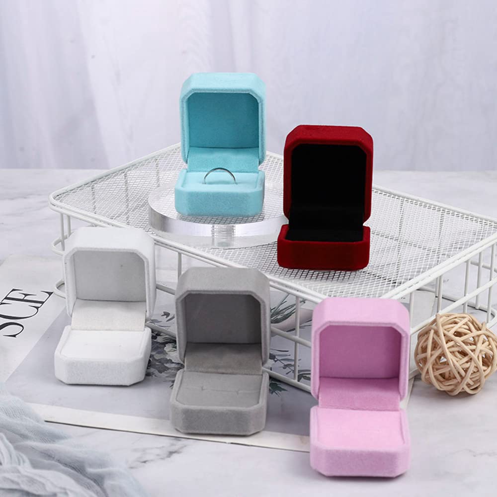 HSLFUAI 2 Pack Velvet Ring Box for Engagement Proposal - Small Jewelry Gift Box with Soft Lining (Blue) - Perfect for Wedding Proposals, Anniversary Gifts & Jewelry Storage