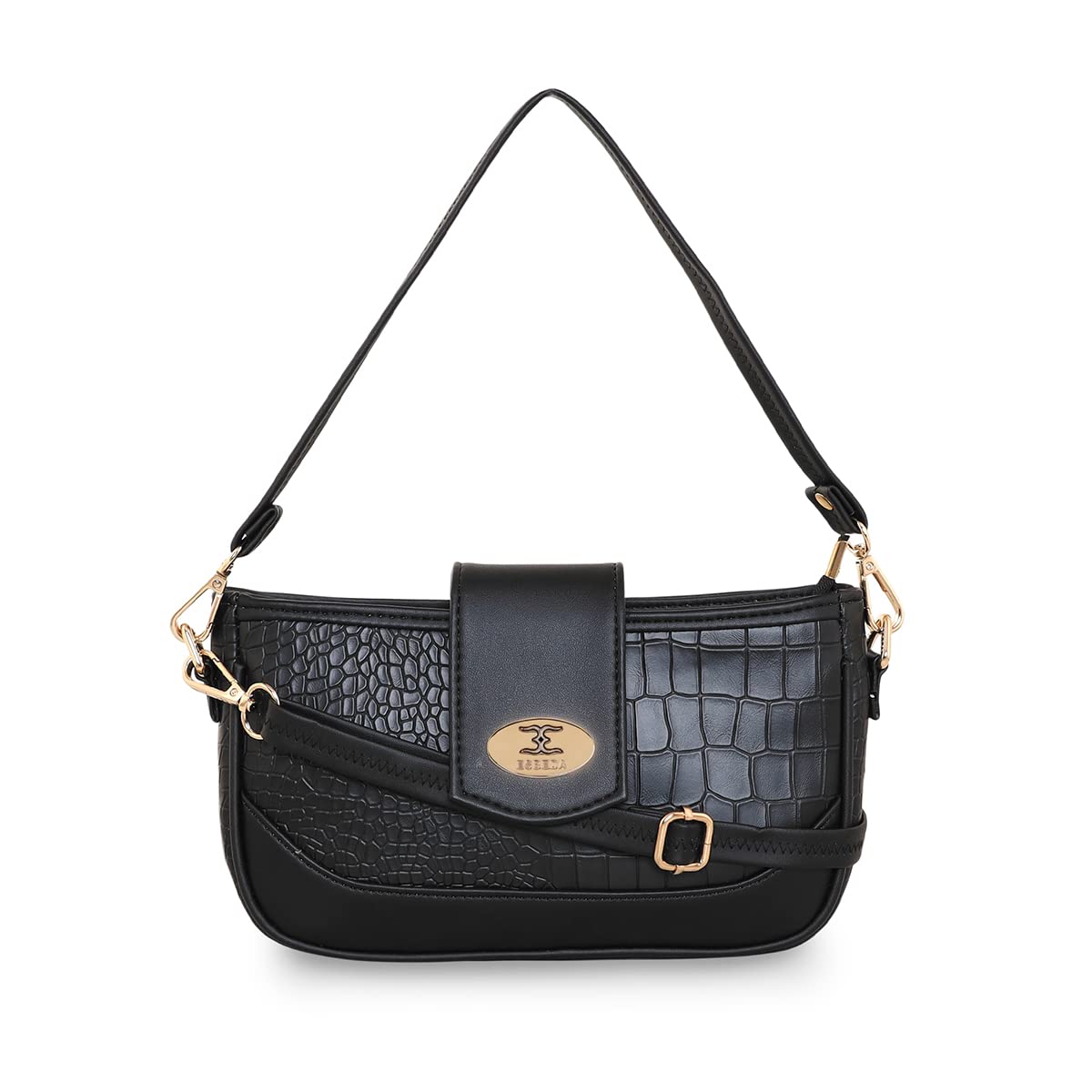 ESBEDA Women's Black Croco Crossbody Bag - Stylish & Practical for Daily Use