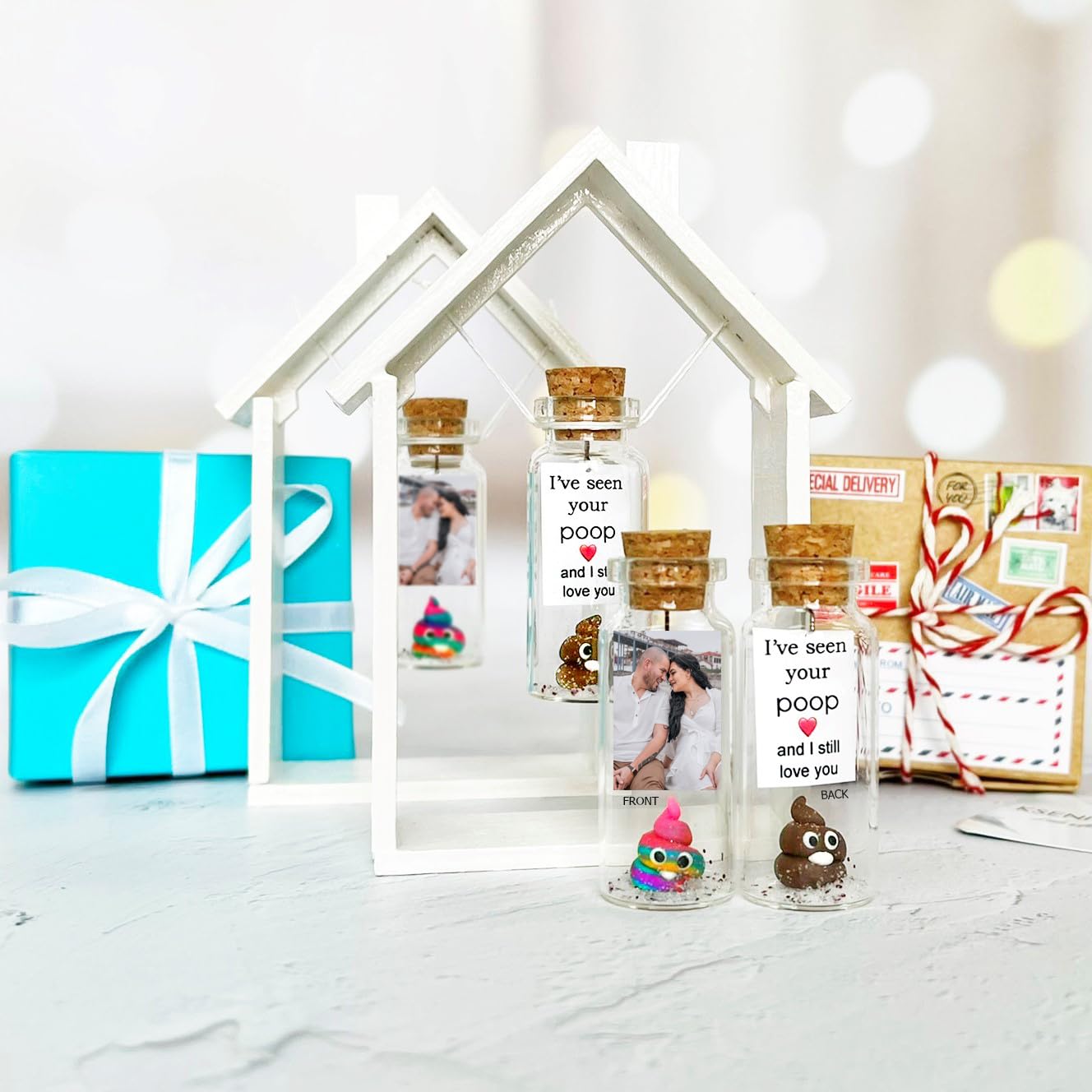 Personalized Apology Gift for Her and Him - Custom Poop in a Jar with Sorry Card & Forgive Me Bear - Unique I'm Sorry Present with Photo & Message in Wooden Frame - Perfect for Couples, Anniversaries & Making Up After Fights