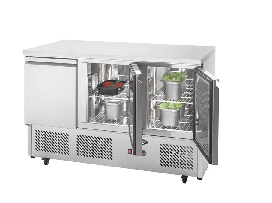 Atosa ESL3851 3-Door Commercial Refrigerator - Energy Efficient Stainless Steel Salad Bar for Restaurants, Cafes & Catering
