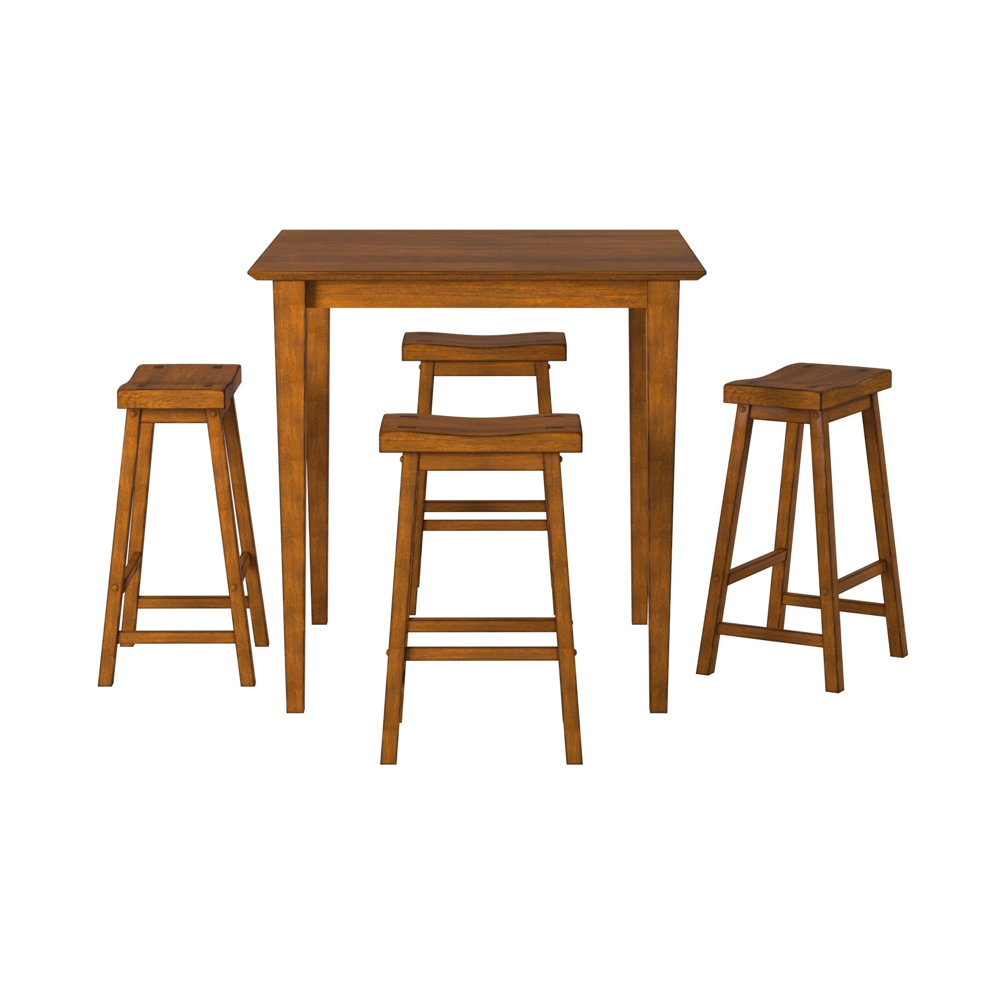 2-Piece Set of 29-Inch Bar Height Stools - Solid Wood Oak Finish with Saddle Seat for Casual Dining & Home Decor | Perfect for Kitchen Islands, Breakfast Bars & Entertaining