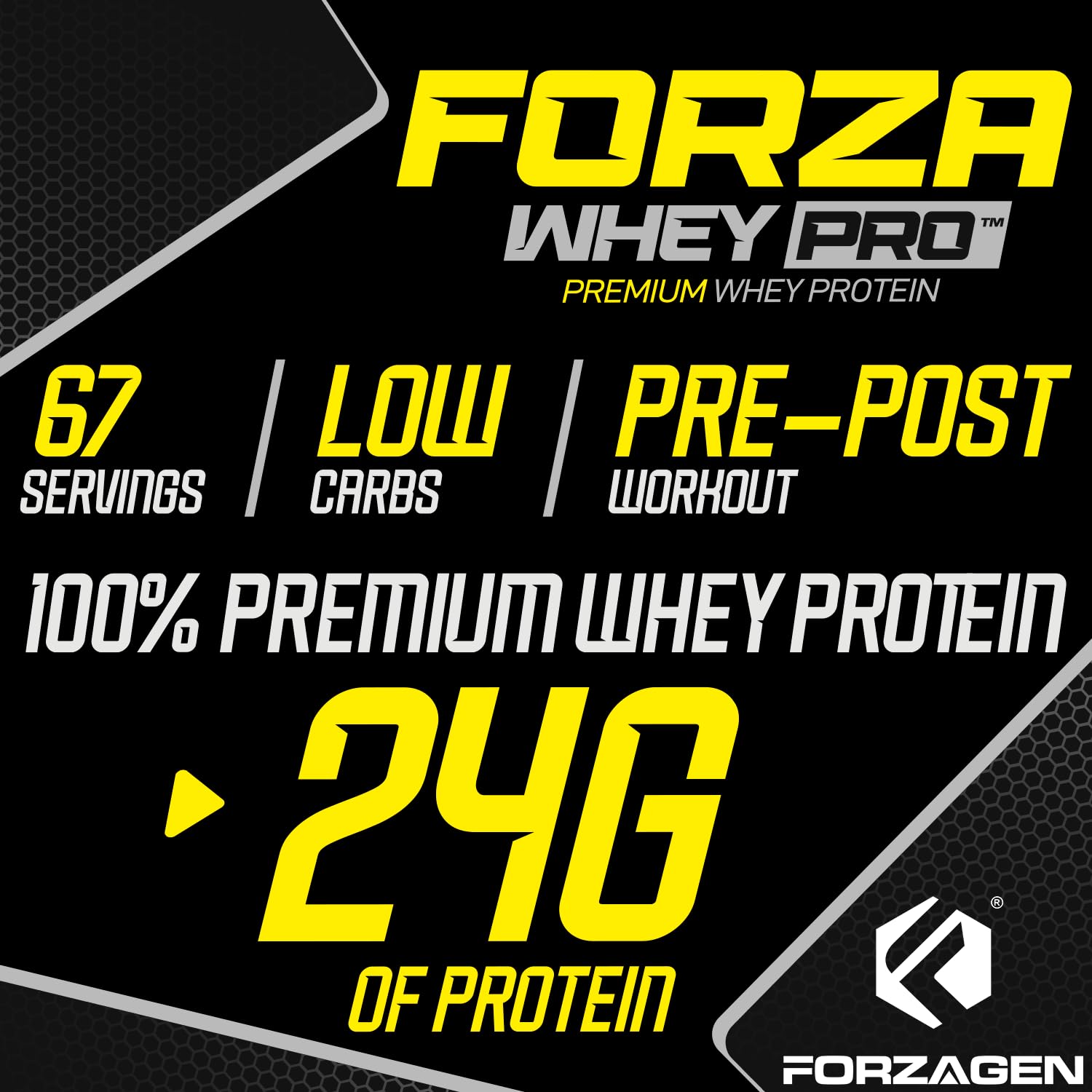 Forzagen Whey PRO Low Carb Protein Powder - 24g Protein per Serving, Low Sugar, Premium Whey Isolate for Men & Women | Cookies & Cream Flavor, 5 lbs (67 Servings) | Post-Workout Recovery, Muscle Building, Healthy Shakes & Smoothies