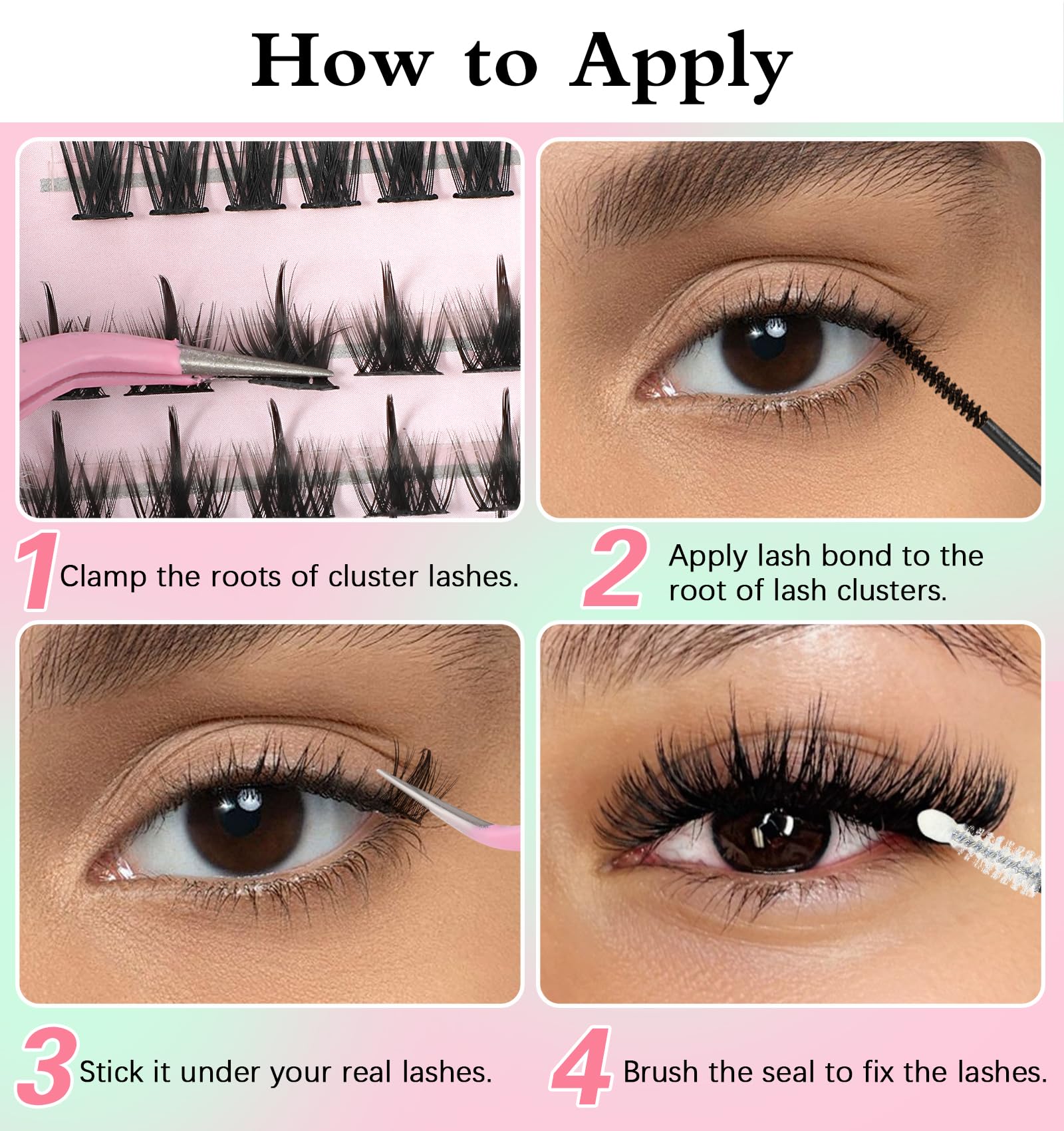 Anime Lash Clusters 168Pcs - 3 Styles Wispy Natural Lashes for Cosplay & Korean Makeup