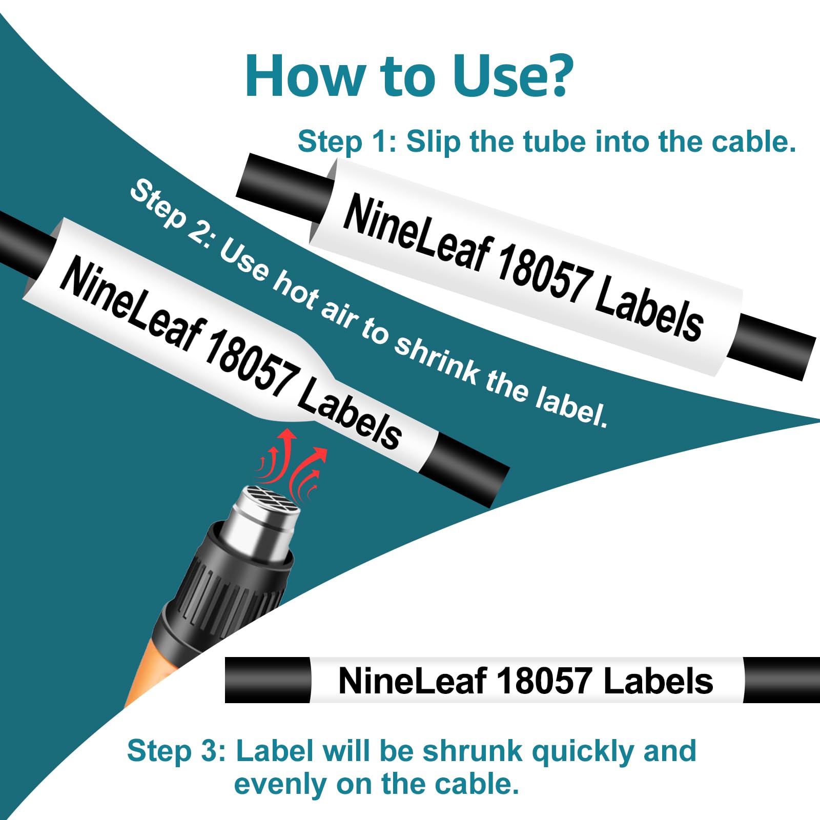 20 Pack Dymo 18057 Compatible Labels - 3/4 Inch (19mm) Black on White Heat Shrink Tube Labels - 1.5m Length for Wires & Cables - Works with Rhino 4200, 5200, 5000, 6000 & 3M Label Makers - Perfect for Electrical Wiring, Network Cables & Office Organization