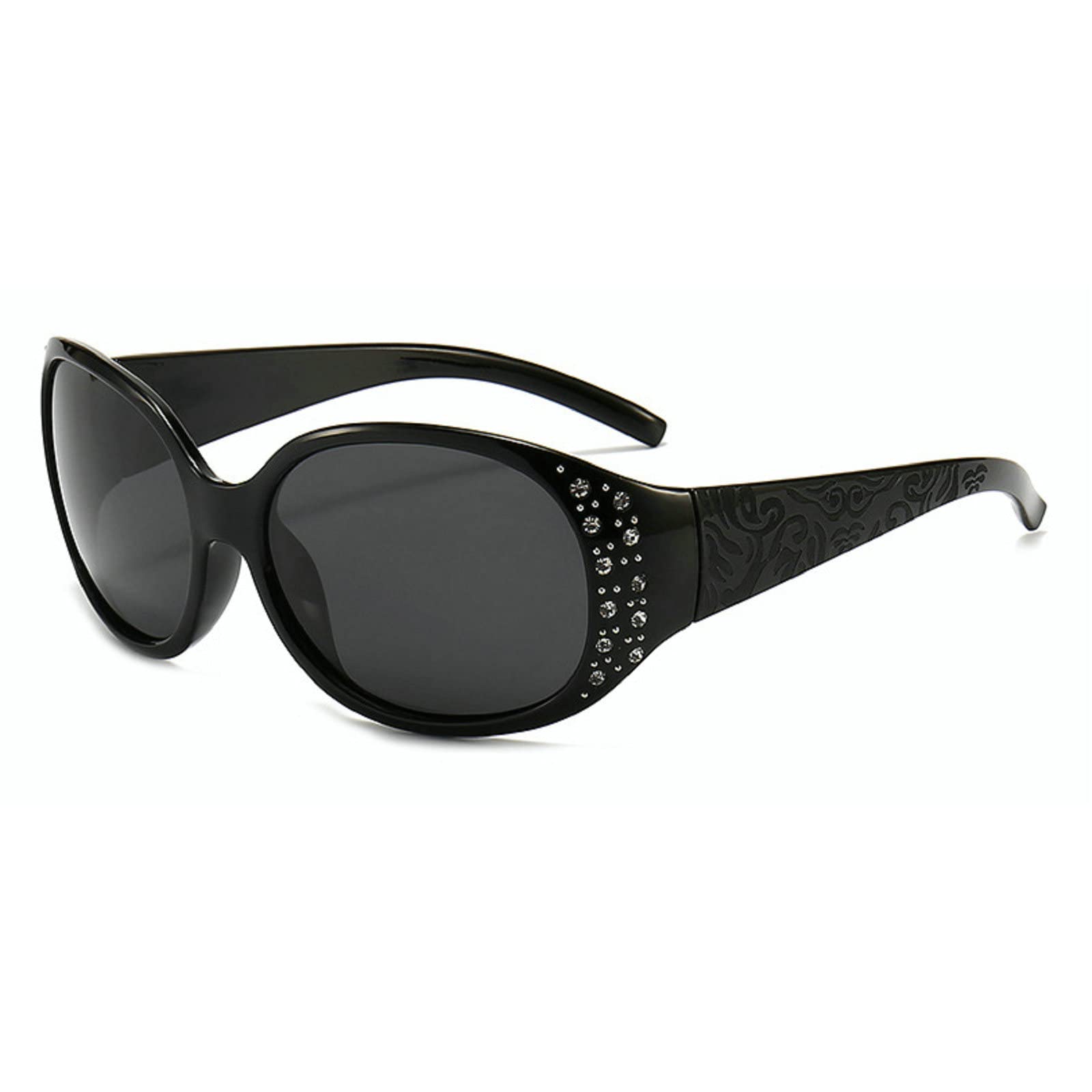 Stylish Polarized Sunglasses for Women - Trendy Oversized UV Protection with Diamond Accents - Perfect for Driving, Beach & Outdoor Activities