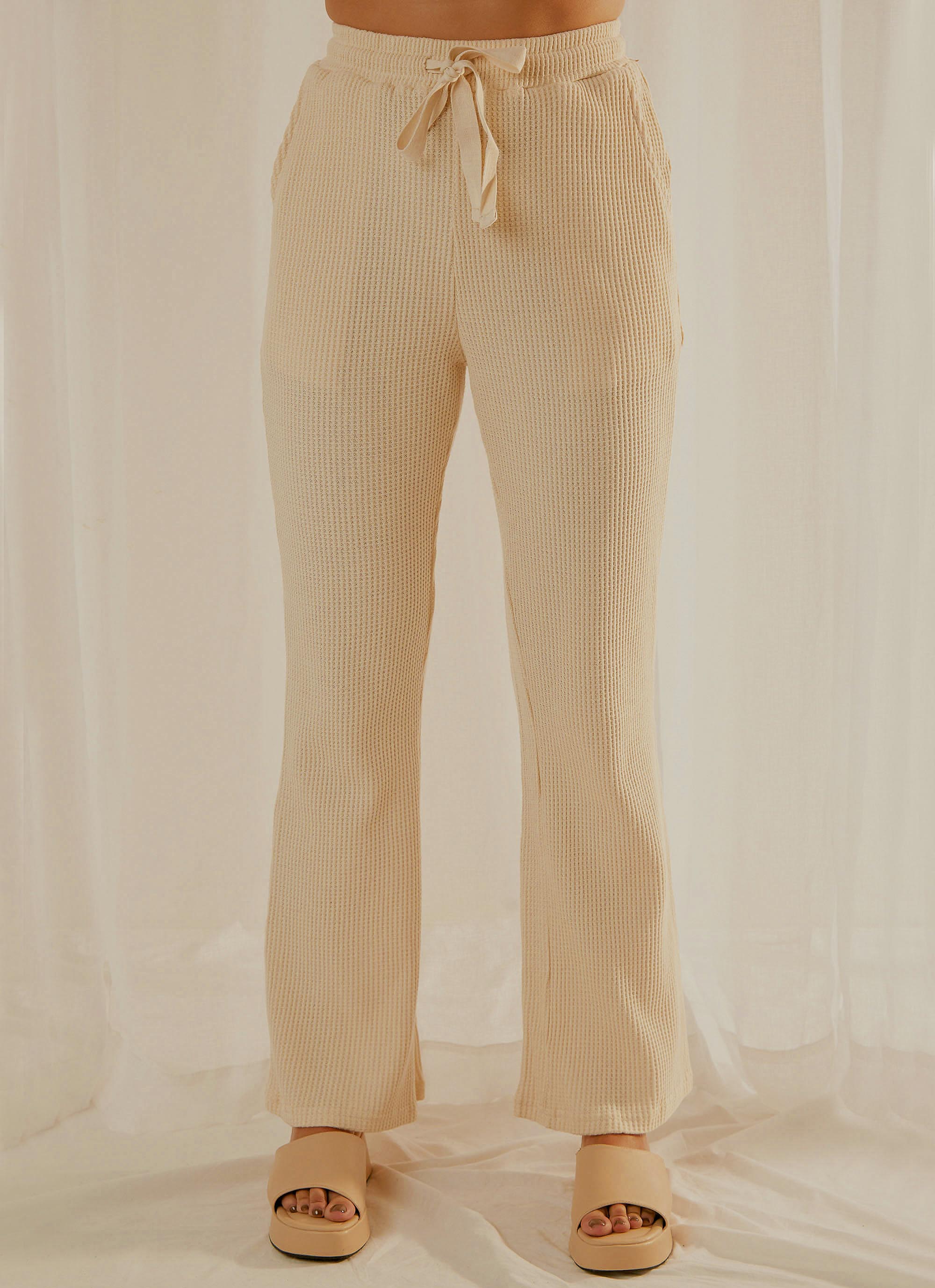 Celia Waffle Pant - Soft & Comfortable Women's Lounge Pants in Latte Brown | Perfect for Yoga, Relaxing at Home & Casual Outfits