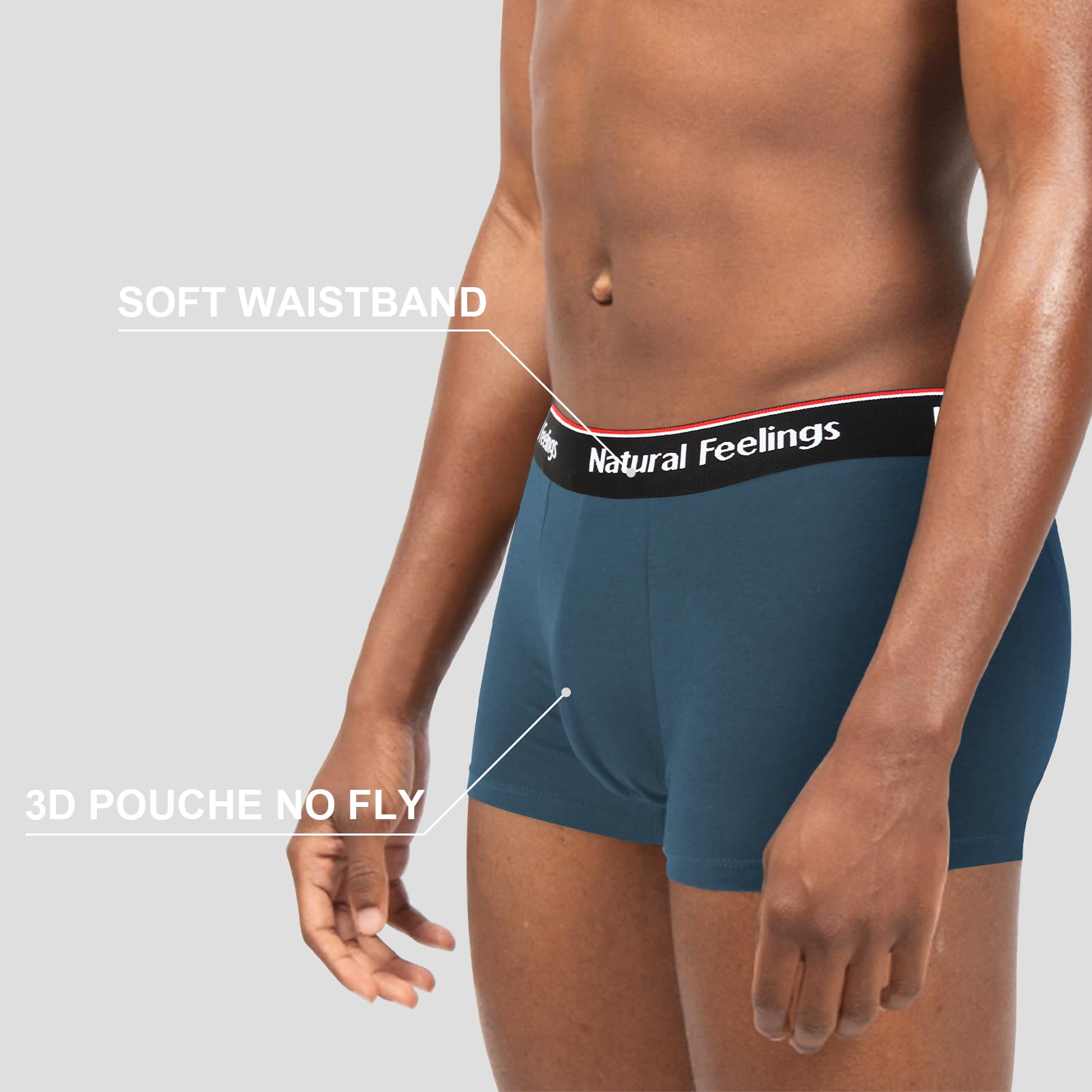**Natural Feelings Men's Boxer Briefs with Pouch - 4-Pack Breathable Cotton Underwear, 1.5