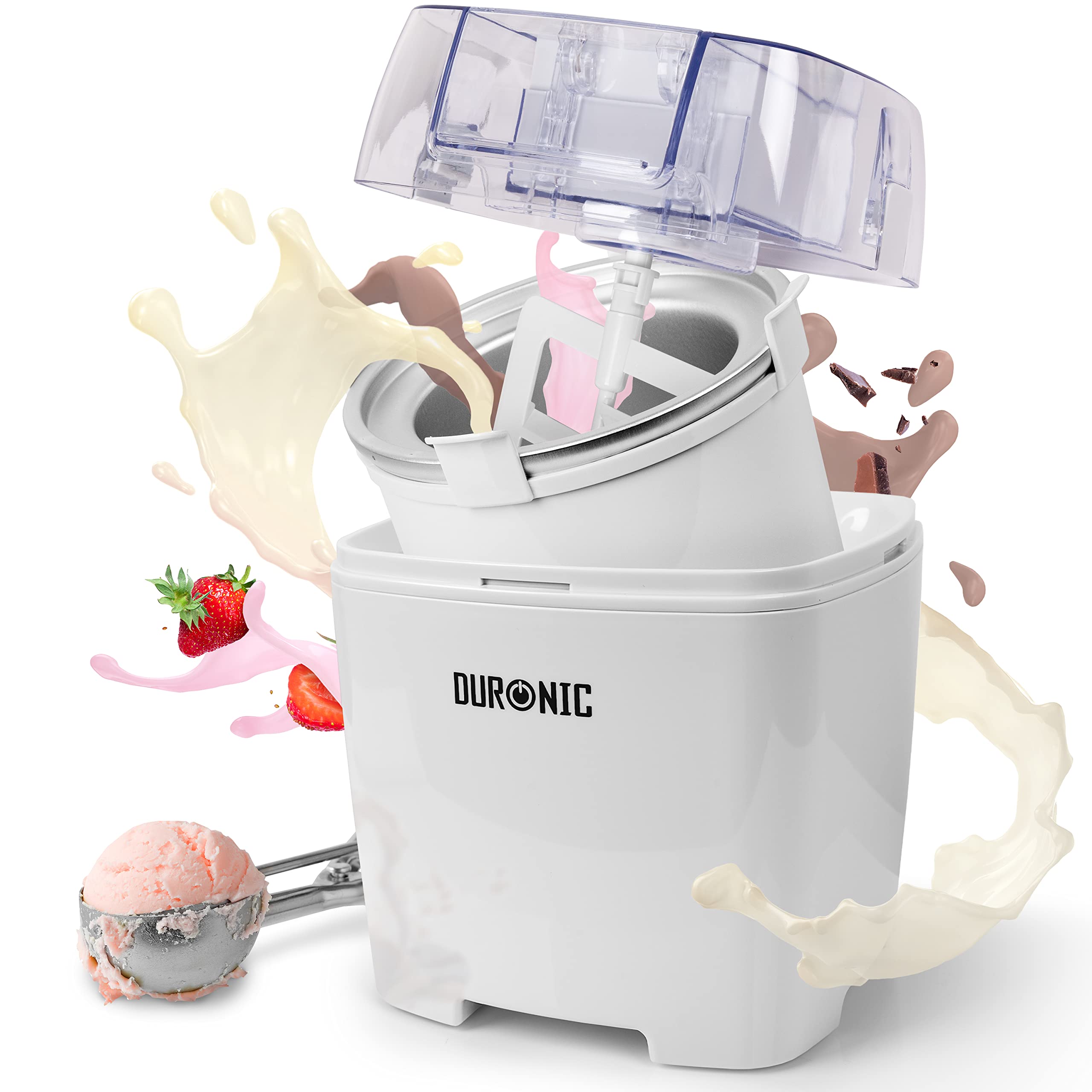 Duronic IM540 Electric Ice Cream Maker Machine - Homemade Gelato, Sorbet, Frozen Yogurt & Soft Serve Dessert Maker - Makes Creamy Ice Cream in 30 Minutes - Compact & Portable Design - Perfect for Family, Parties, BBQs & Summer Treats
