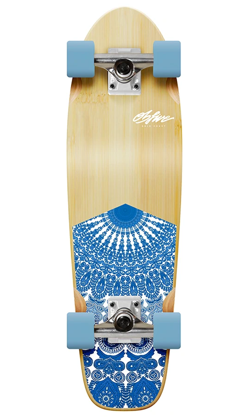 OBfive Mandala Cruiser Blue 28 Inch Skateboard - Perfect for Commuting, Campus Riding & Street Cruising