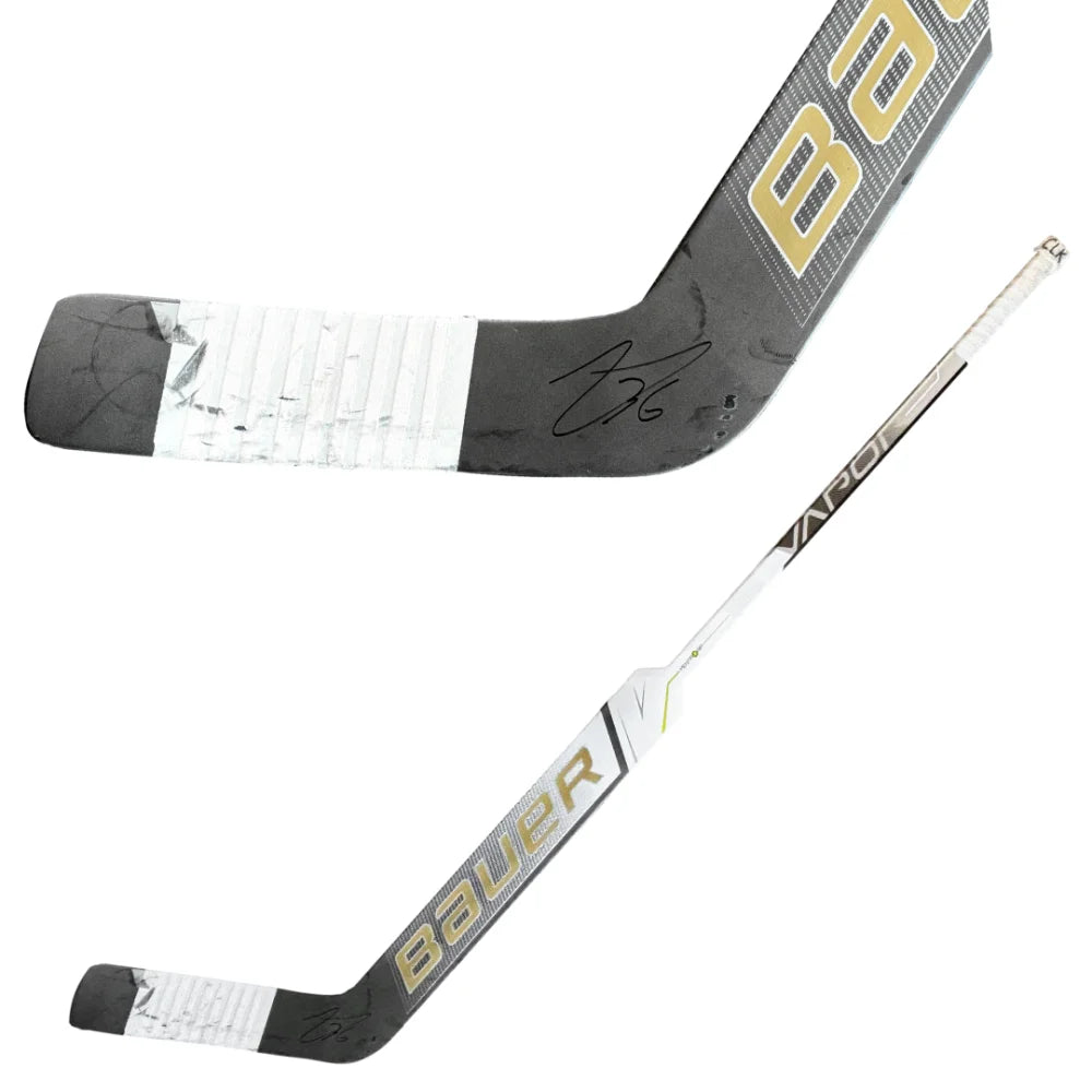 Logan Thompson Autographed Game Used Hockey Stick - Vegas Golden Knights vs Anaheim Ducks 11/5/23 - Signed Memorabilia for NHL Fans & Sports Collectors - Perfect for Man Cave Decor or Hockey Gift