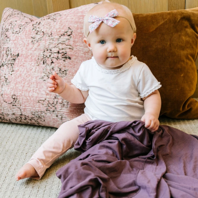 Premium Copper Pearl Swaddle Blanket - Soft & Breathable Baby Wrap for Newborns & Infants - Plum Color - Perfect for Swaddling, Nursing & Stroller Use