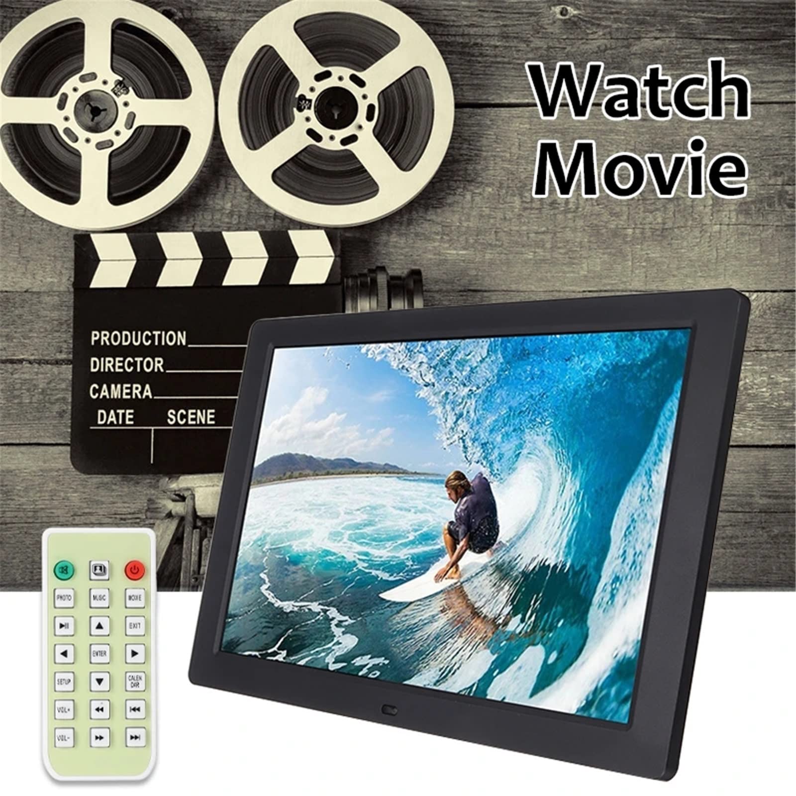 15.4 Inch Digital Picture Frame - 1280x800 HD LCD Display, Remote Control, Smart Electronic Photo Frame for Home & Office - Black Digital Photo Frame for Wall & Desk Display