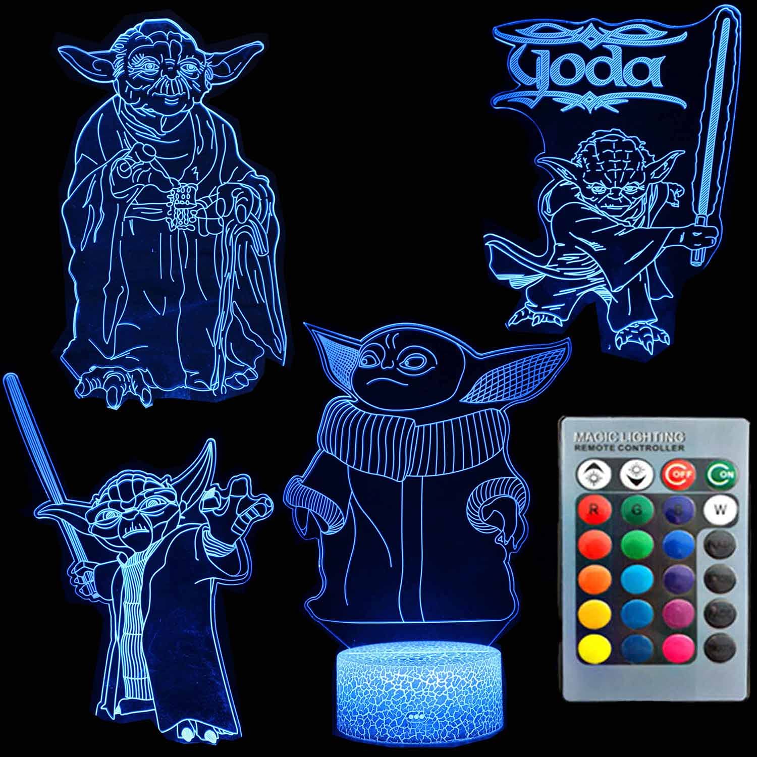 3D Illusion LED Night Light with 4 Patterns & 16 Color Changing Modes - Superhero Themed Kids Desk Lamp for Bedroom, Nursery, and Home Decor | Perfect Gift for Children's Rooms, Birthday Parties, and Relaxing Nighttime Ambience