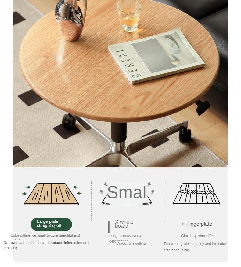 Solid Wood Lift-Top Side Table - Oak, Cherry, Poplar - Adjustable Height Coffee Table with Storage for Living Room, Bedroom, or Office