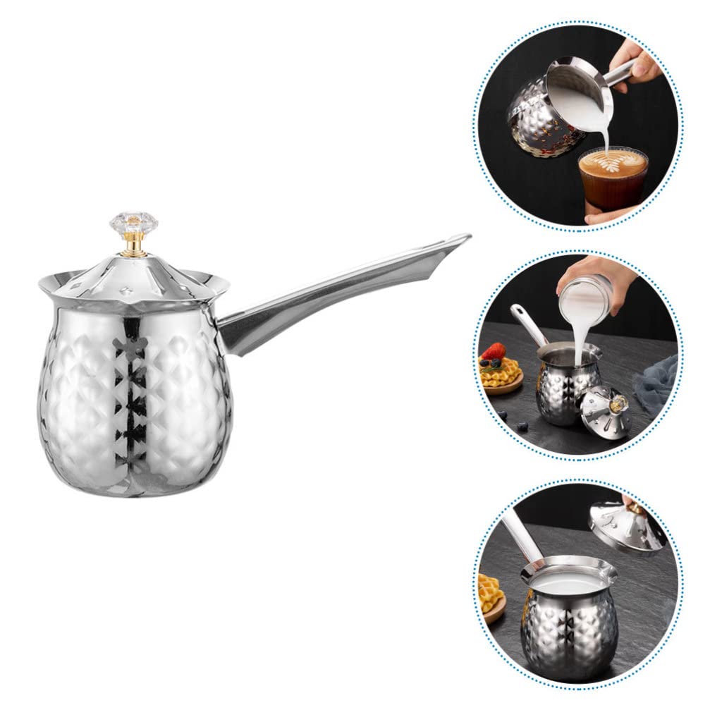 Operitacx 200ML Stainless Steel Milk Warmer Pot - Turkish Coffee Maker, Mini Butter & Chocolate Melting Pan for Home Kitchen | Perfect for Coffee Brewing, Hot Chocolate Making, and Dessert Preparation