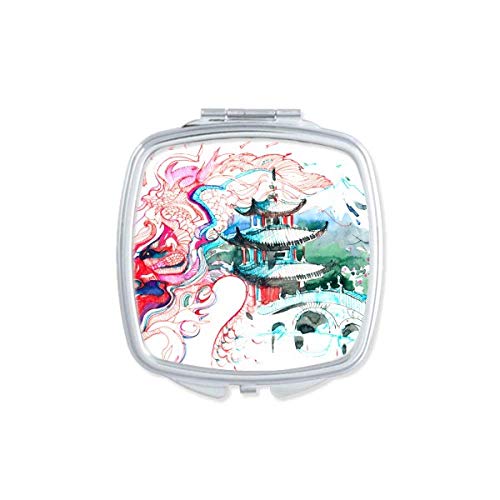 DIYthinker Chinese Dragon Bridge Design Portable Compact Pocket Mirror - Double Sided Glass Makeup Mirror for Travel, Purse & Handbag (Perfect for On-the-Go Touch Ups & Gift Giving)